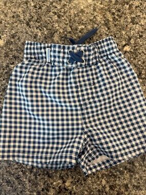 RUGGEDBUTTS Blue Gingham Kids Swim Shorts